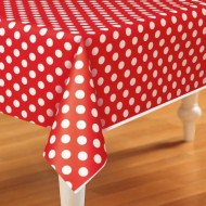 Red Polka Dot Plastic Tablecover
